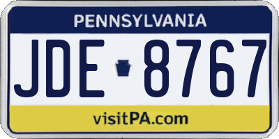 PA license plate JDE8767