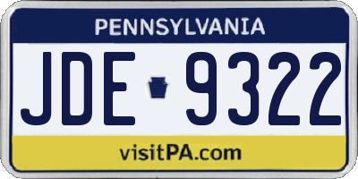 PA license plate JDE9322