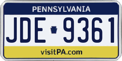 PA license plate JDE9361