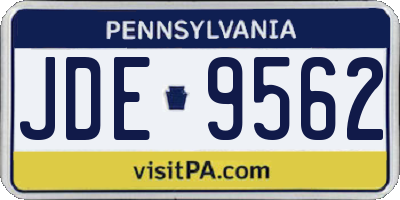 PA license plate JDE9562