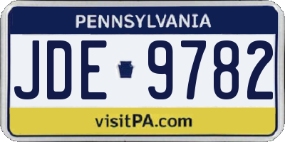 PA license plate JDE9782