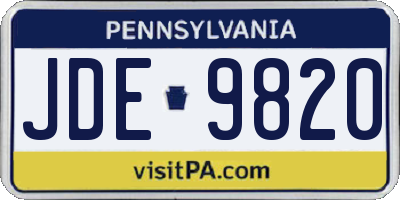 PA license plate JDE9820