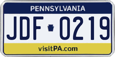 PA license plate JDF0219