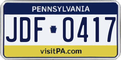 PA license plate JDF0417
