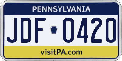 PA license plate JDF0420