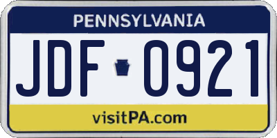 PA license plate JDF0921
