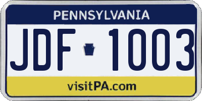 PA license plate JDF1003