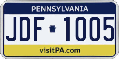 PA license plate JDF1005