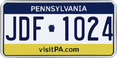 PA license plate JDF1024