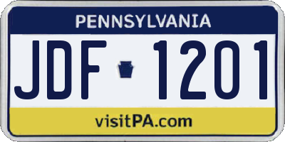 PA license plate JDF1201
