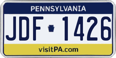 PA license plate JDF1426