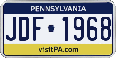 PA license plate JDF1968