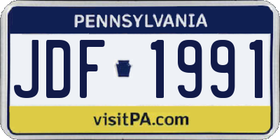PA license plate JDF1991