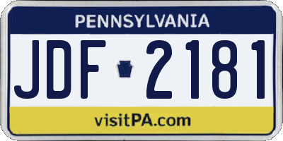 PA license plate JDF2181