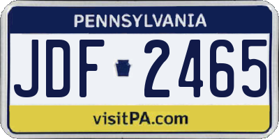 PA license plate JDF2465