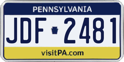 PA license plate JDF2481