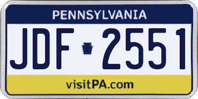 PA license plate JDF2551