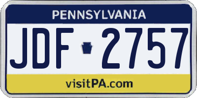 PA license plate JDF2757