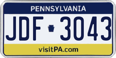 PA license plate JDF3043