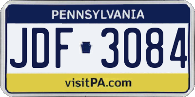 PA license plate JDF3084