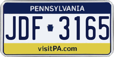 PA license plate JDF3165