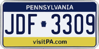 PA license plate JDF3309