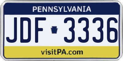 PA license plate JDF3336