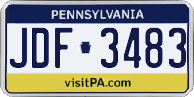 PA license plate JDF3483
