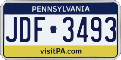 PA license plate JDF3493