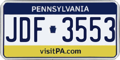 PA license plate JDF3553