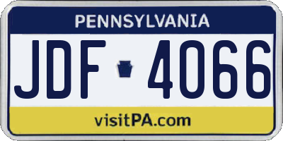 PA license plate JDF4066