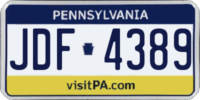 PA license plate JDF4389