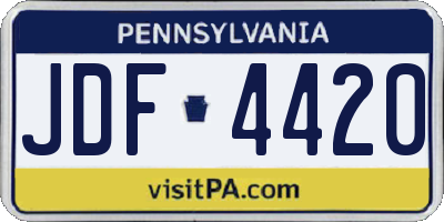 PA license plate JDF4420