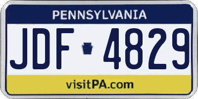 PA license plate JDF4829