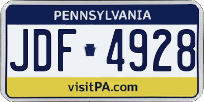 PA license plate JDF4928