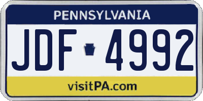 PA license plate JDF4992
