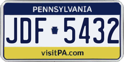 PA license plate JDF5432