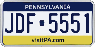 PA license plate JDF5551