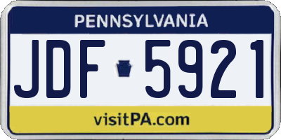PA license plate JDF5921