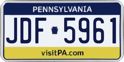 PA license plate JDF5961