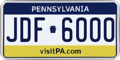 PA license plate JDF6000