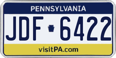PA license plate JDF6422