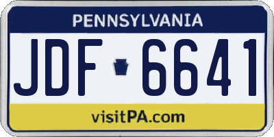 PA license plate JDF6641