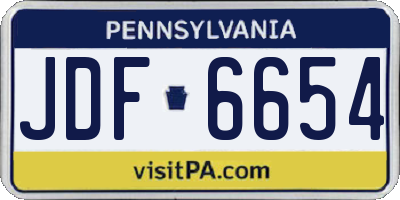 PA license plate JDF6654