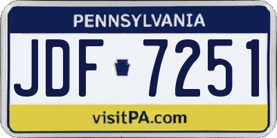 PA license plate JDF7251