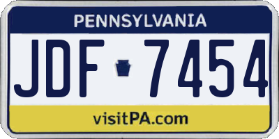 PA license plate JDF7454