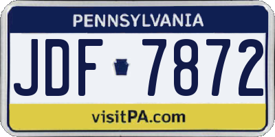 PA license plate JDF7872
