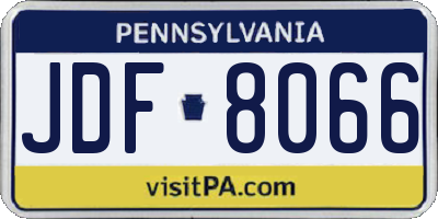PA license plate JDF8066