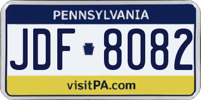 PA license plate JDF8082