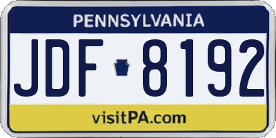 PA license plate JDF8192